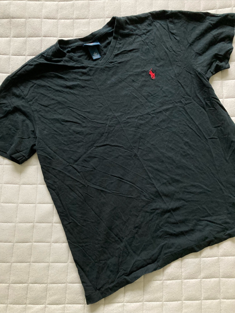 Polo by Ralph Lauren Men’s Black V-Neck Tee with Red Logo